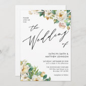 QRコードすべてエレガントの一石のフローラ結婚 招待状 (正面/裏面)