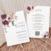 QRコードすべて秋のロマンスフローラ結婚 招待状