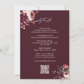 QRコードすべて秋のロマンスブルゴーニュ結婚ーズ 招待状 (裏面)
