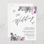 QRコードすべて1紫の薄紫フローラ結婚 インビテーションポストカード (正面/裏面)