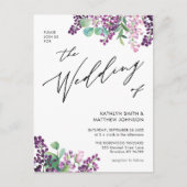 QRコードすべて1紫の薄紫フローラ結婚 インビテーションポストカード (正面)