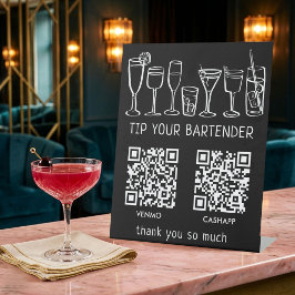 QRコードでお支払い カクテル バーテンダー チップジャー 台座サイン
