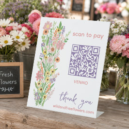 QRコードでお支払い 花屋さん手描きのお花マーケット 台座サイン
