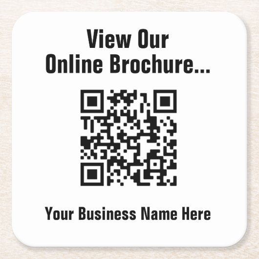 QRコードでオンラインカタログを表示 スクエアペーパーコースター (正面)