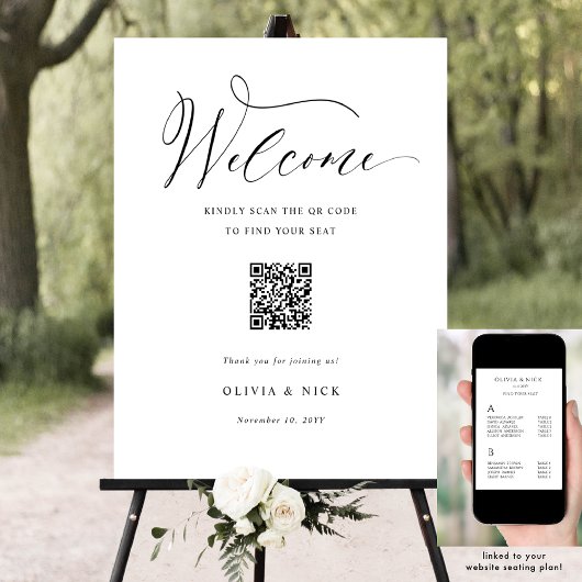 QRコードでスマートな席次表 ウェルカムボード 結婚式 ポスター