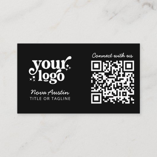 QRコードで接続するロゴをアップロード 名刺 (正面)