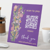 QRコードで支払う 花屋さんの手描きのお花マーケット 台座サイン (インサイチュ)