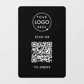 QRコードで注文 | 黒のビジネスロゴ ウィンドウサイン (シート)