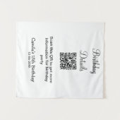 QRコードで誕生日パーティーの詳細を近代的に伝える15歳の誕生日 タペストリー (正面(横))