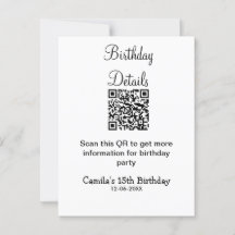 QRコードで誕生日パーティーの詳細を近代的に15歳の誕生日