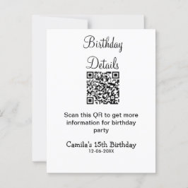 QRコードで誕生日パーティーの詳細を近代的に15歳の誕生日 ポストカード