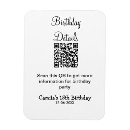 QRコードで誕生日パーティーの詳細を近代的に15歳の誕生日 マグネット
