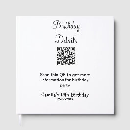 QRコードで誕生日パーティーの詳細 現代的な15歳の誕生日 ゲストブック