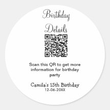 QRコードで誕生日パーティーの詳細 現代的な15歳の誕生日