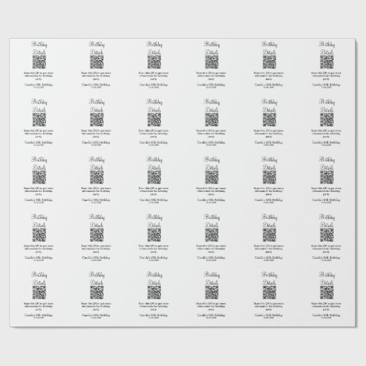 QRコードで誕生日パーティーの詳細 現代的な15歳の誕生日 ラッピングペーパー (フラット)