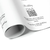 QRコードで誕生日パーティーの詳細 現代的な15歳の誕生日 ラッピングペーパー (ロールコーナー)