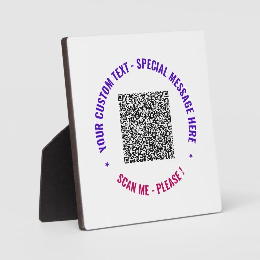 QRコードとカスタムテキストのプレート - 色を選ぼう フォトプラーク (正面)