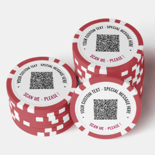 QRコードとカスタムテキストのポーカーチップ例 ポーカーチップ