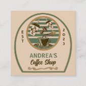 QRコードとカスタムロゴシックヴィンテージコーヒーショップ スクエア名刺 (正面)