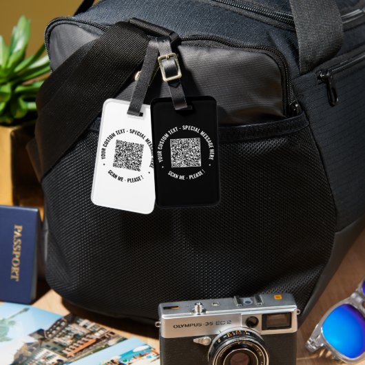 QRコードとカスタム文字荷物タグテンプレート ラゲッジタグ (正面&裏面)