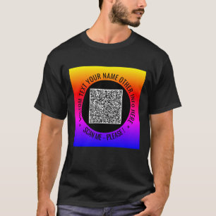 QRコードとカスタム文字Tシパーソナライズされたャツ Tシャツ