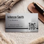 QRコードとステンレス鋼 – ブラシ付き金属ルック マグネット名刺