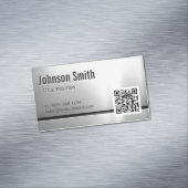 QRコードとステンレス鋼 – ブラシ付き金属ルック マグネット名刺 (インサイチュ)