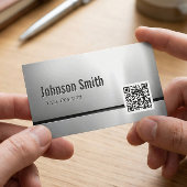 QRコードとステンレス鋼 – ブラシ付き金属ルック 名刺