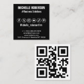 QRコードとソーシャルメディアのアイコン スクエア名刺 (正面/裏面)