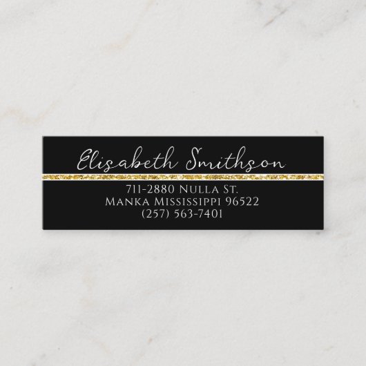 QRコードとソーシャルメディアの追加金ゴールドグリッター モダン スキニー名刺 (正面)