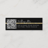 QRコードとソーシャルメディアの追加金ゴールドグリッター モダン スキニー名刺 (裏面)