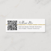 QRコードとソーシャルメディアの追加金ゴールドグリッター モダン スキニー名刺 (裏面)