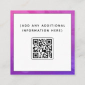 QRコードとソーシャルメディア強烈な紫色のピンクグラデーション スクエア名刺 (裏面)