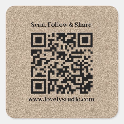 QRコードとテキカスタムストの | kraft紙 スクエアシール (正面)