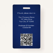QRコードとビジネスロゴ付き従業員フォトID バッジ (裏面)