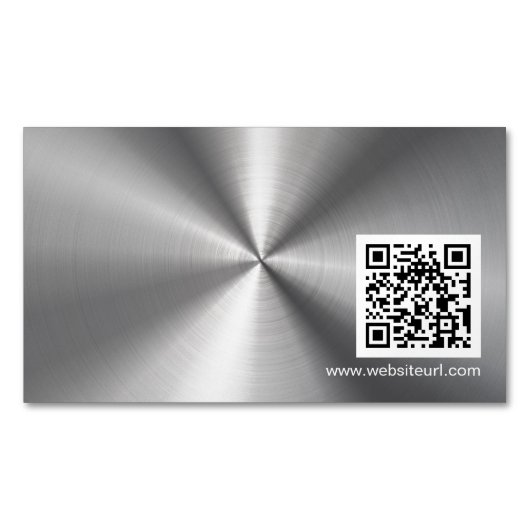 QRコードとプレーンスライバーメタルステンレス鋼の外観 マグネット名刺 (正面)