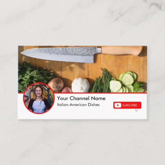 QRコードとプロフィール写真を含むYoutubeチャンネル 名刺 (正面)