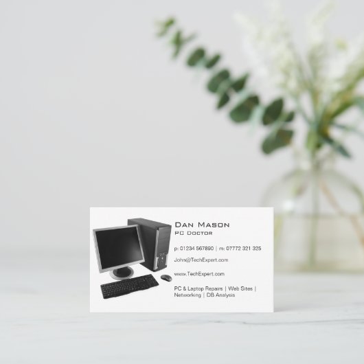 QRコードとプロフェッショナルエレガントの修復 名刺 (スタンド正面)