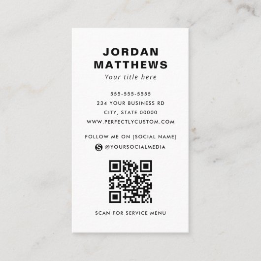 QRコードとロゴのソーシャルメディアアイコンのモダン追加 名刺 (正面)
