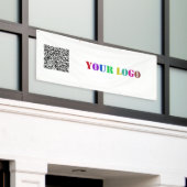 QRコードとロゴのビジネス促進バナー 横断幕 (ビルの外側)