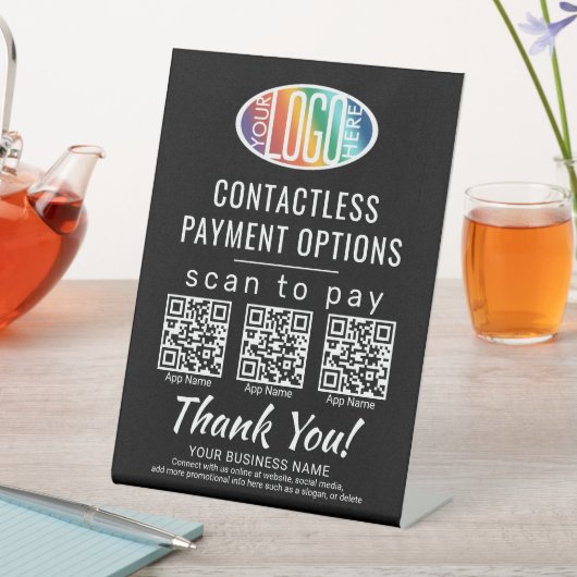 QRコードとロゴ3支払いアプリスキャンして支払う 台座サイン (インサイチュ)