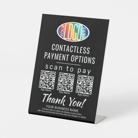 QRコードとロゴ3支払いアプリスキャンして支払う 台座サイン (正面)