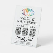 QRコードとロゴ3支払いアプリビジネスのアップロード 台座サイン (正面)