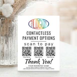 QRコードとロゴ3支払いアプリビジネスのアップロード 台座サイン