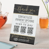 QRコードとロゴ3支払いアプリブラック&金ゴールド 台座サイン (インサイチュ)