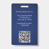 QRコードと企業ロゴ付きの社員写真ID バッジ (裏面)