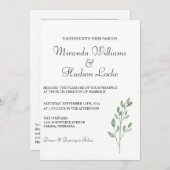 QRコードと写真とボタニカルウェディング招待 招待状 (正面/裏面)