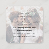 QRコードと写真の結婚式出欠確認 タイプライターテイポグラフィ エンクロージャーカード (裏面)