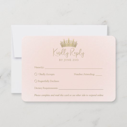 QRコードと写真キンセエレガントニェラ金ゴールドクラウン 出欠カード (正面)