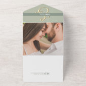 QRコードと写真付きのセージグリーン結婚式オールインワン招待状 オールインワン招待状 (外側)